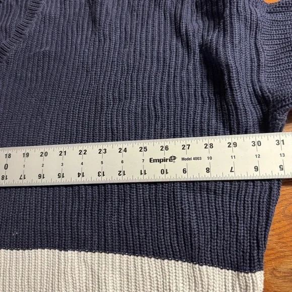 Lauren Ralph Lauren Striped V-neck Sweater Blue White Oversized 1X - Picture 5 of 6